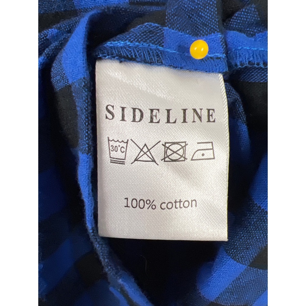 Sideline Button Down Dress Women S Blue Black Gingham Cotton Pleated Midi Pocket - Picture 3 of 8